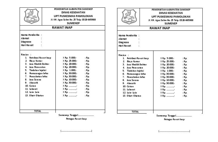 Perhitungan Biaya Rawat Inap